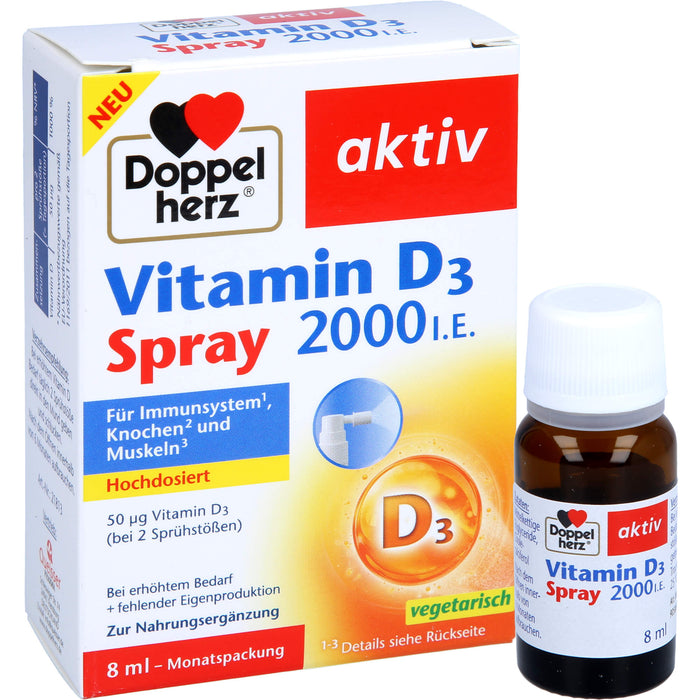 Doppelherz aktiv Vitamin D3 2000 I.E. Spray für Immunsystem, Knochen und Muskeln, 8 ml Lösung