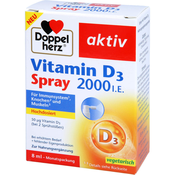 Doppelherz aktiv Vitamin D3 2000 I.E. Spray für Immunsystem, Knochen und Muskeln, 8 ml Lösung