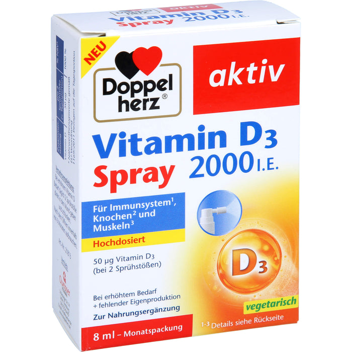 Doppelherz aktiv Vitamin D3 2000 I.E. Spray für Immunsystem, Knochen und Muskeln, 8 ml Lösung