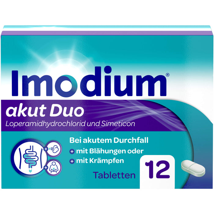 Imodium akut Duo bei akutem Durchfall mit Blähungen, 12.0 St. Tabletten