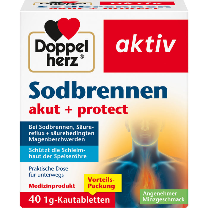 Doppelherz aktiv Sodbrennen akut + protect Kautabletten, 20 St. Tabletten