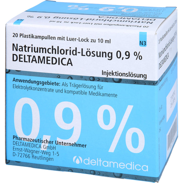 DELTAMEDICA Natriumchlorid-Lösung 0,9 % Injektionslösung Plastikampullen mit Luer-Lock, 20 pc Ampoules