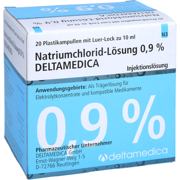 DELTAMEDICA Natriumchlorid-Lösung 0,9 % Injektionslösung Plastikampullen mit Luer-Lock, 20 St. Ampullen