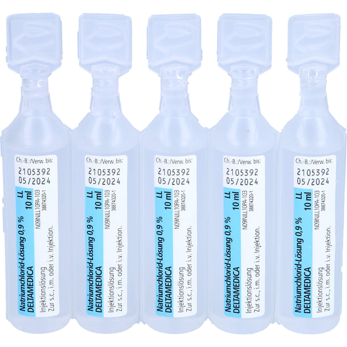 DELTAMEDICA Natriumchlorid-Lösung 0,9 % Injektionslösung Plastikampullen mit Luer-Lock, 20 pc Ampoules