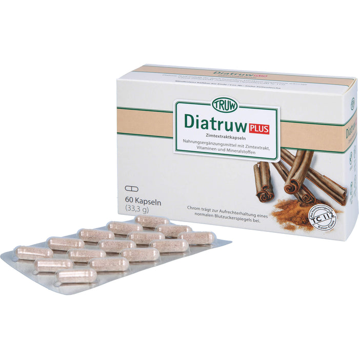 Diatruw Plus Zimtextraktkapseln zur Aufrechterhaltung eines normalen Blutzuckerspiegels, 60 St. Kapseln