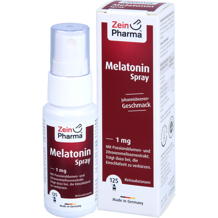 ZeinPharma Melatonin 1 mg Spray mit Johannisbeeren-Geschmack, 25 ml Lösung