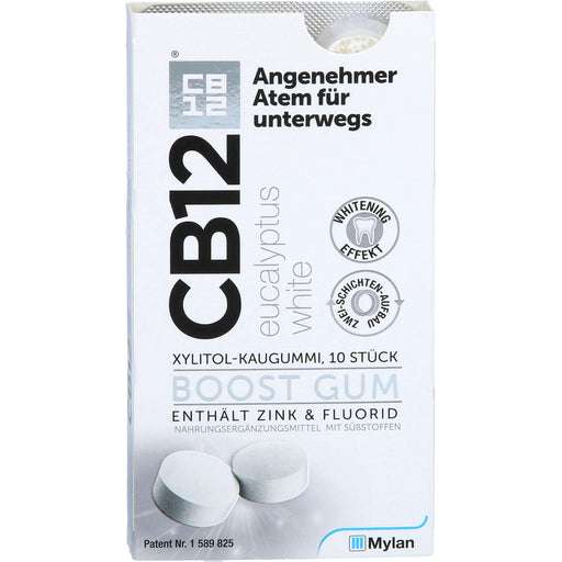 CB12 Boost Xylitol-Kaugummi Eucalyptus gegen Mundgeruch mit Whitening-Effekt, 10 St. Kaugummi
