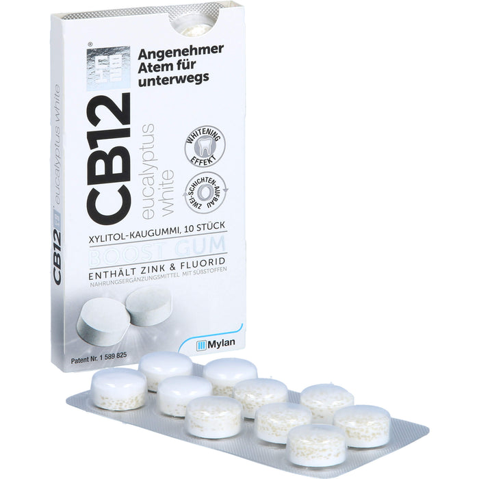 CB12 Boost Xylitol-Kaugummi Eucalyptus gegen Mundgeruch mit Whitening-Effekt, 10 pcs. Chewing gum