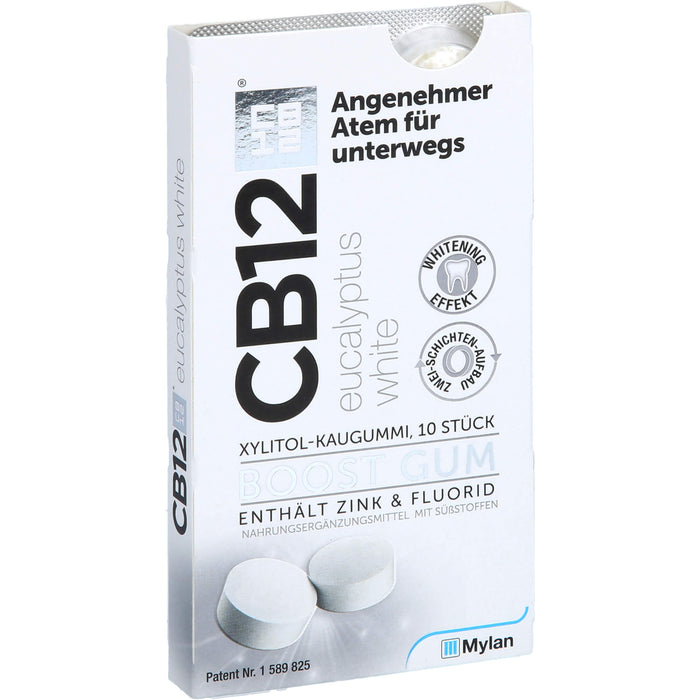 CB12 Boost Xylitol-Kaugummi Eucalyptus gegen Mundgeruch mit Whitening-Effekt, 10 St. Kaugummi
