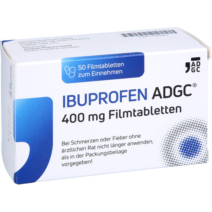 Ibuprofen ADGC 400 mg Filmtabletten bei Schmerzen oder Fieber, 50.0 St. Tabletten