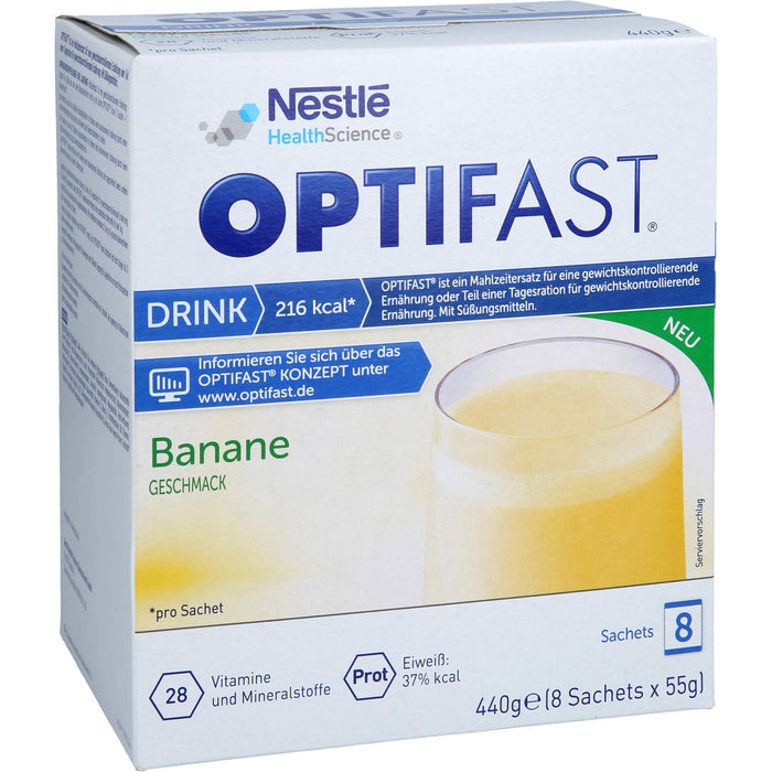 OPTIFAST Drink Banane Geschmack Mahlzeitersatz für eine gewichtskontrollierende Ernährung, 8 St. Beutel