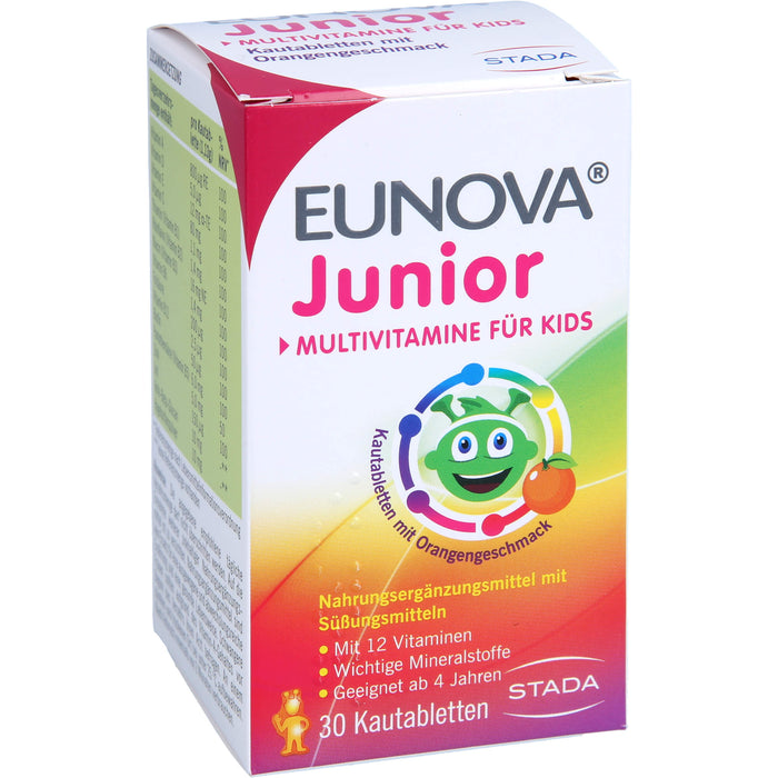 EUNOVA Junior Kautabletten mit Orangengeschmack zur Unterstützung der Gesundheit und Abwehr, 30 St. Tabletten
