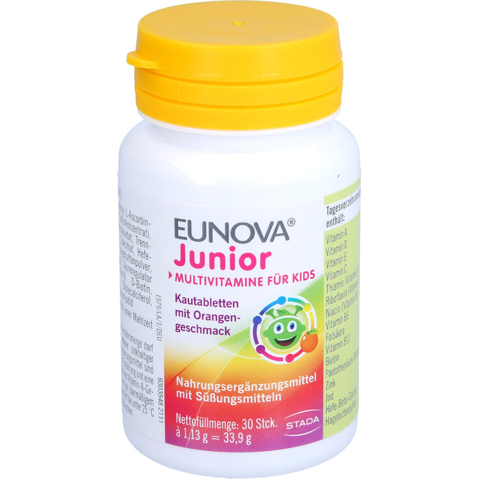 EUNOVA Junior Kautabletten mit Orangengeschmack zur Unterstützung der Gesundheit und Abwehr, 30 St. Tabletten