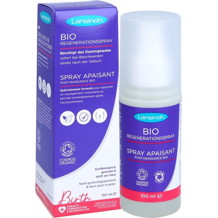 LANSINOH bio Regenerationsspray beruhigt das Dammgewebe, 100 ml Lösung