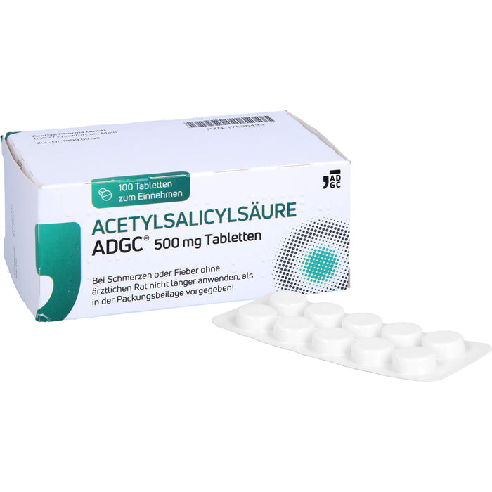 Acetylsalicylsäure ADGC 500mg bei leichten bis mäßigen Schmerzen und Fieber, 100 pc Tablettes
