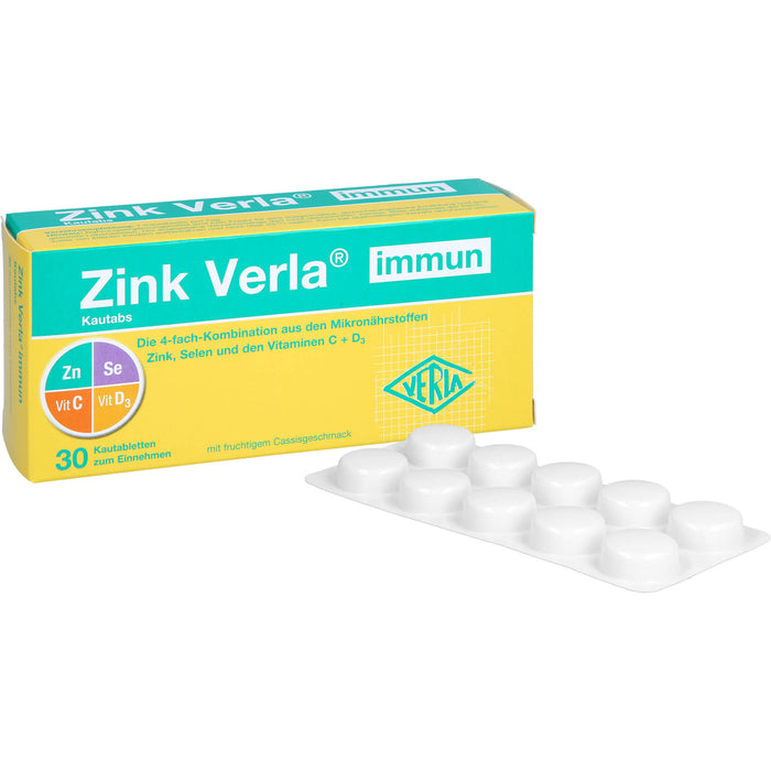 VERLA Zink Immun Kautabs mit fruchtigem Cassisgeschmack, 30 St. Kautabletten