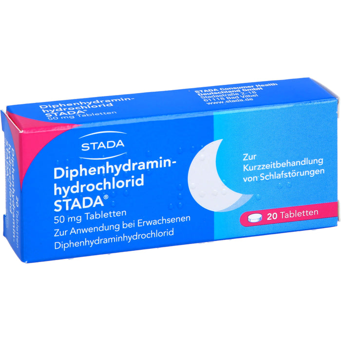 STADA Diphenhydraminhydrochlorid 50 mg Tabletten bei Schlafstörungen, 20 pcs. Tablets