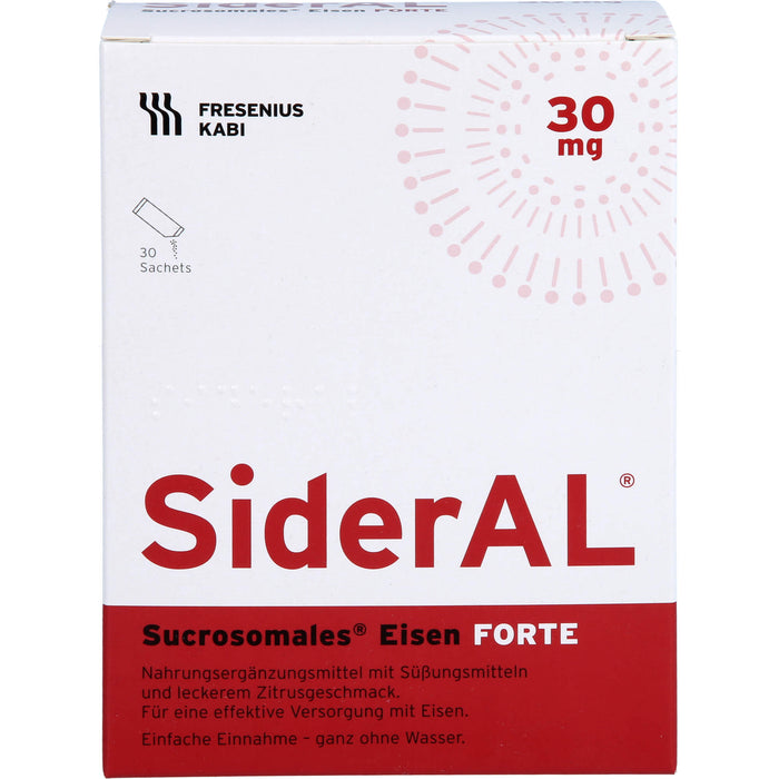 SiderAL Eisen forte 30 mg Zitrusfrucht bei erhöhtem Eisenbedarf in der Schwangerschaft, 30 St. Beutel