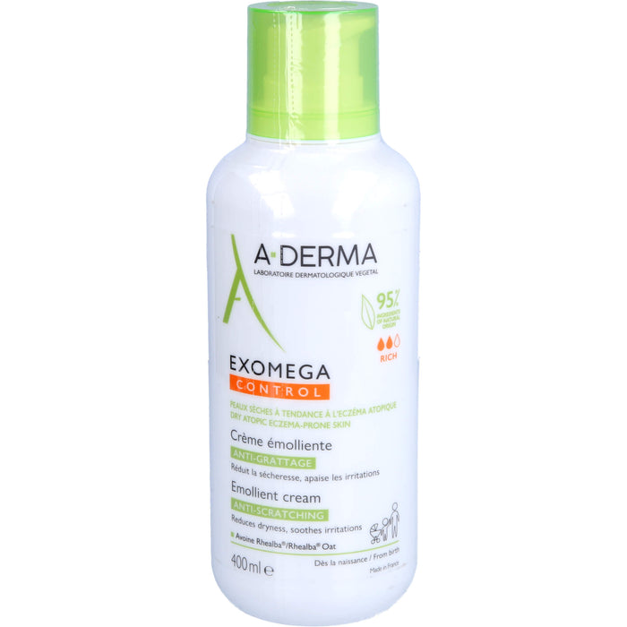 A-DERMA Exomega control rückfettende Creme für Neurodermitis neigende Haut, 400 ml Cream