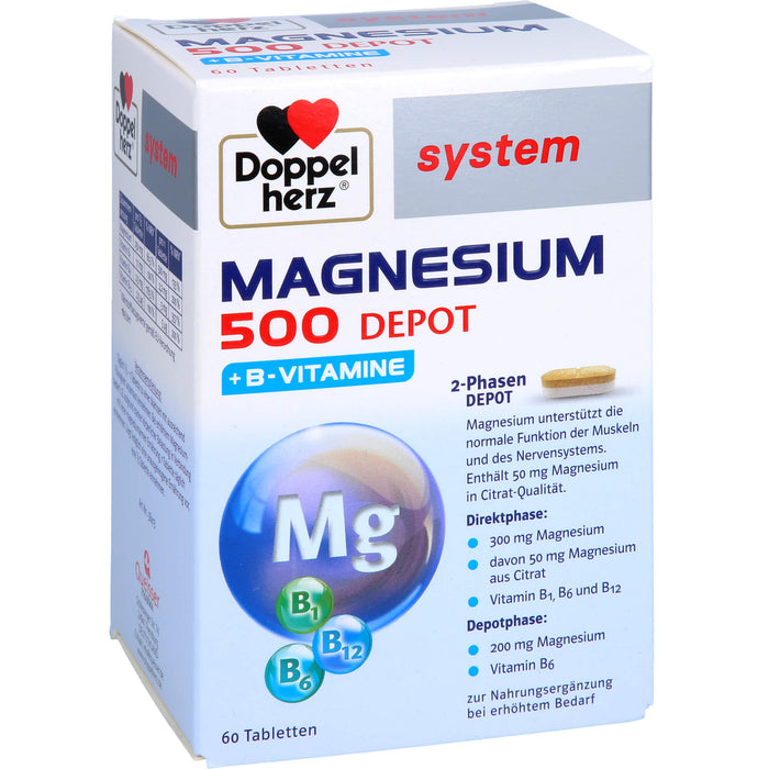 Doppelherz system Magnesium 500 Depot Tabletten für Muskeln und das Nervensystem, 60 St. Tabletten