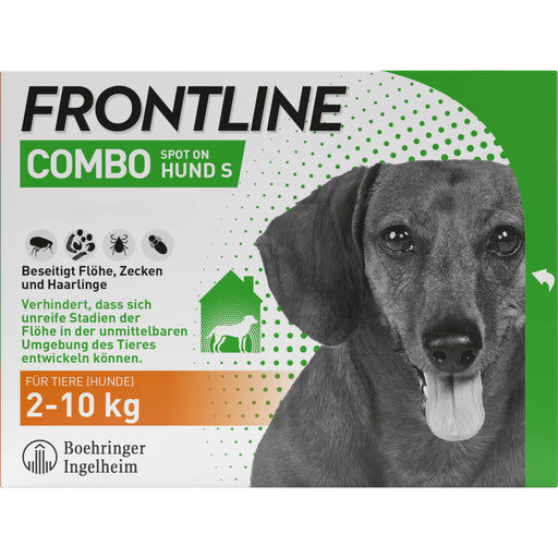 FRONTLINE COMBO Lösung Spot on gegen Flöhe und Zecken für Hunde S 2-10 kg, 6 St. Einzeldosisbehältnisse