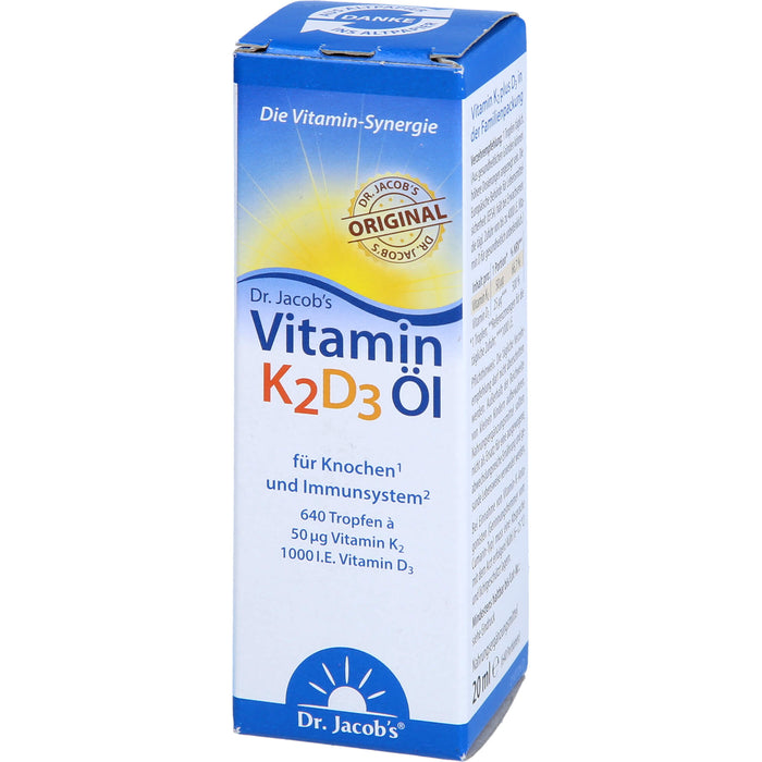Dr. Jacob's Vitamin 50 mcg K2 + 1000 I.E. D3 Öl, 20 ml Solution