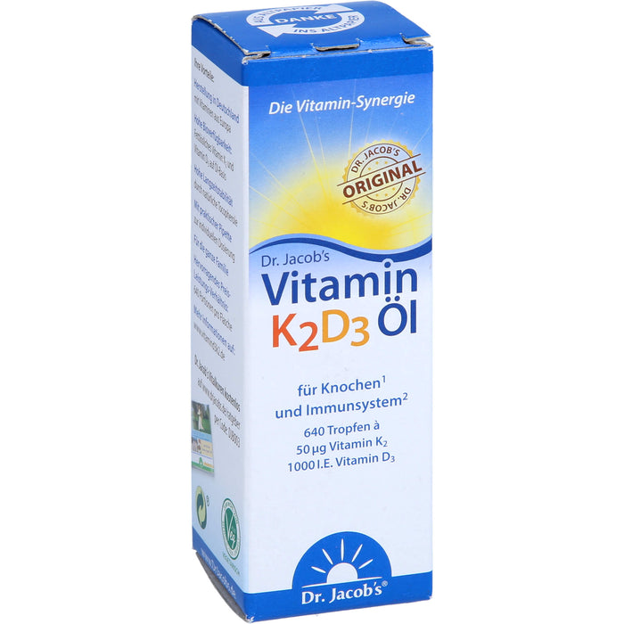 Dr. Jacob's Vitamin 50 mcg K2 + 1000 I.E. D3 Öl, 20 ml Solution