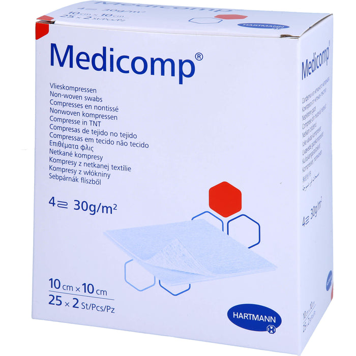 MEDICOMP VLIESKOMP.STERIL 10X10 CM 4LAGIg, 25X2 St KOM