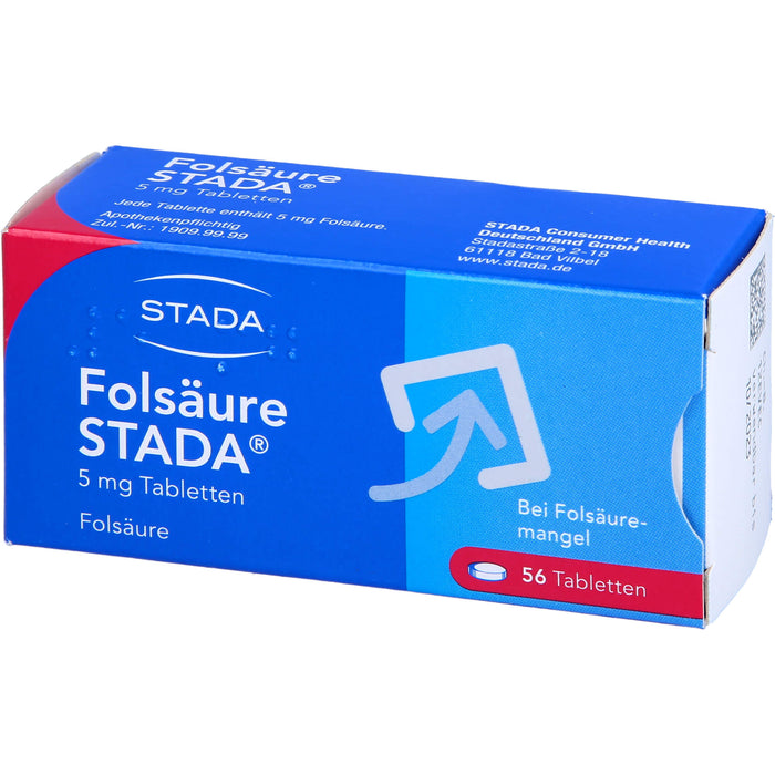 STADA Folsäure 5 mg Tabletten bei Folsäuremangel, 56 pc Tablettes