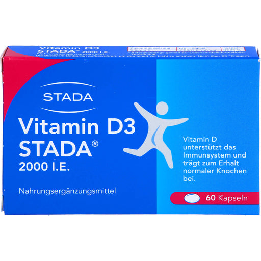 STADA Vitamin D3 2000 I.E. Kapseln unterstützt das Immunsystem und trägt zum Erhalt normaler Knochen bei, 60 St. Kapseln