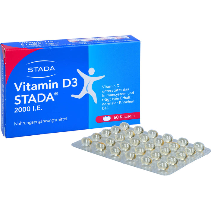 STADA Vitamin D3 2000 I.E. Kapseln unterstützt das Immunsystem und trägt zum Erhalt normaler Knochen bei, 60 St. Kapseln