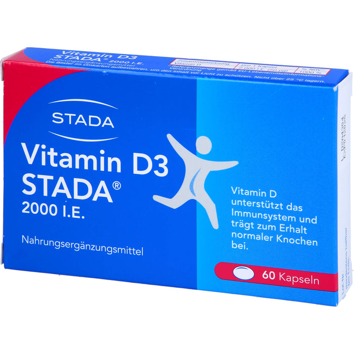 STADA Vitamin D3 2000 I.E. Kapseln unterstützt das Immunsystem und trägt zum Erhalt normaler Knochen bei, 60 St. Kapseln