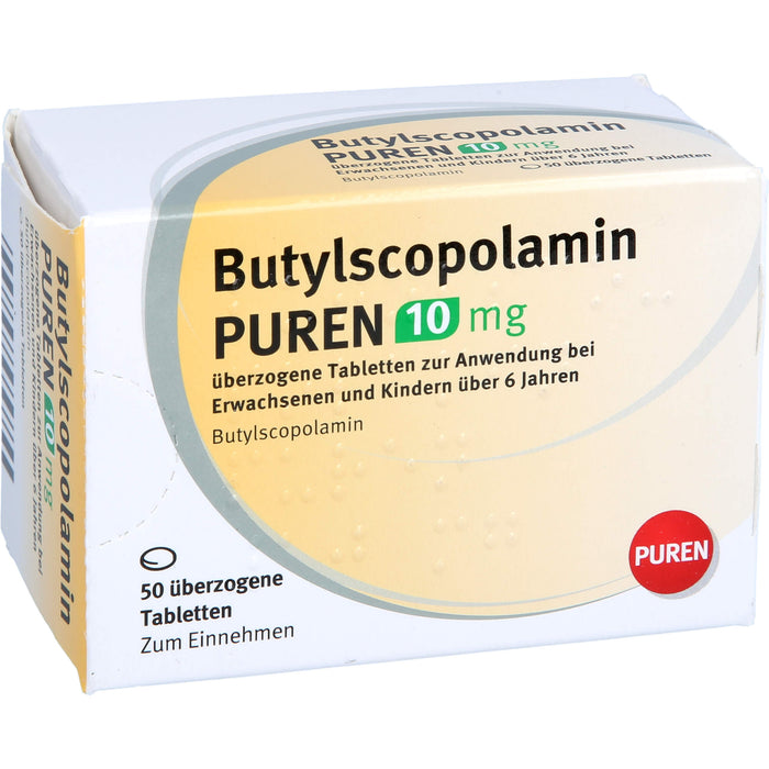 PUREN Butylscopolamin 10 mg Tabletten zur Linderung von Krämpfen in den Muskeln, 50 pcs. Tablets