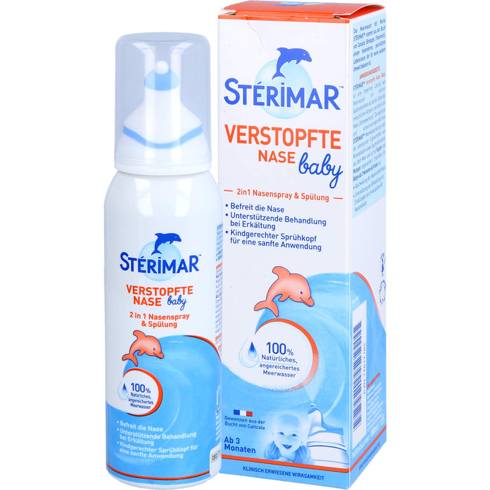 STERIMAR Verstopfte Nase Baby 2 in 1 Nasenspray & Spülung, 100 ml Solution