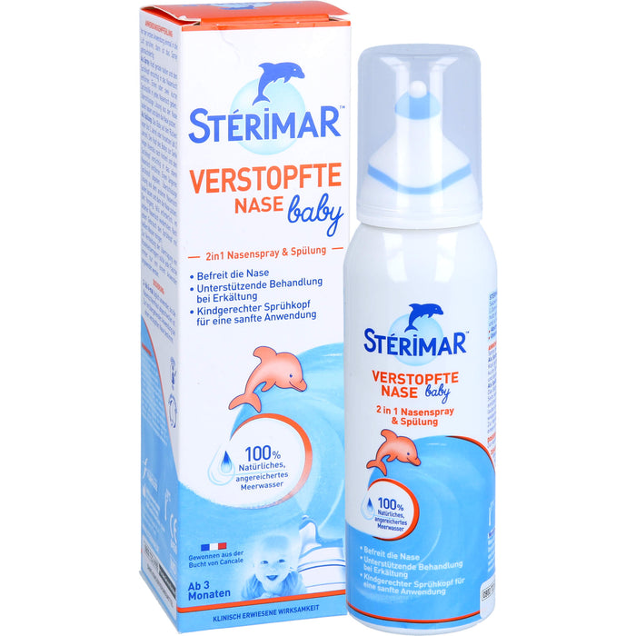 STERIMAR Verstopfte Nase Baby 2 in 1 Nasenspray & Spülung, 100 ml Lösung