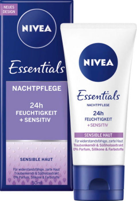 NIVEA Beruhigende Nachtpf 24h Feucht+Regen Sensi H, 50 ml Creme