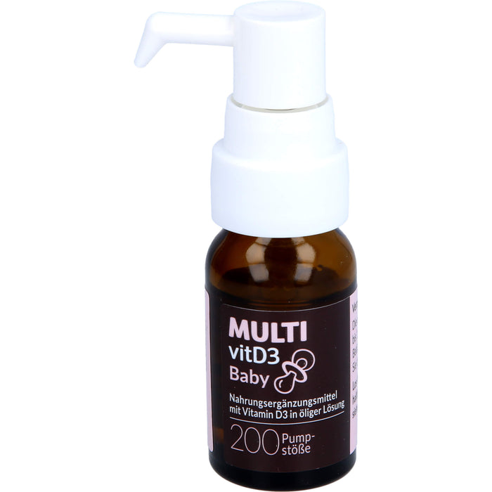 MULTIvitD3 Baby Vitamin D3 für Babys und Kleinkinder mit praktischer und leicht anzuwendender Dosierpumpe, 10 ml Solution