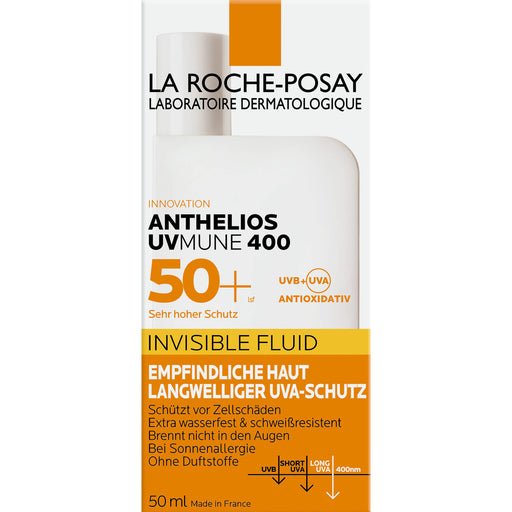 La Roche-Posay Anthelios UVMune 400 Invisible Fluid LSF 50+ für empfindliche Haut, 50 ml Creme