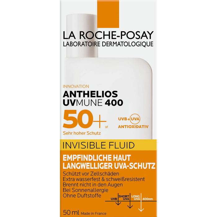 La Roche-Posay Anthelios UVMune 400 Invisible Fluid LSF 50+ für empfindliche Haut, 50 ml Creme