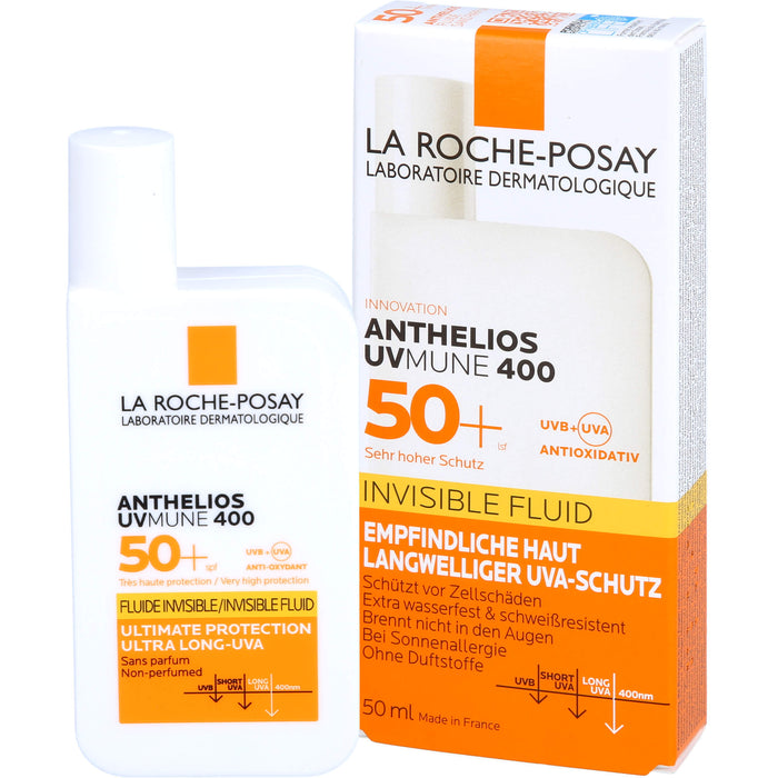 La Roche-Posay Anthelios UVMune 400 Invisible Fluid LSF 50+ für empfindliche Haut, 50 ml Creme
