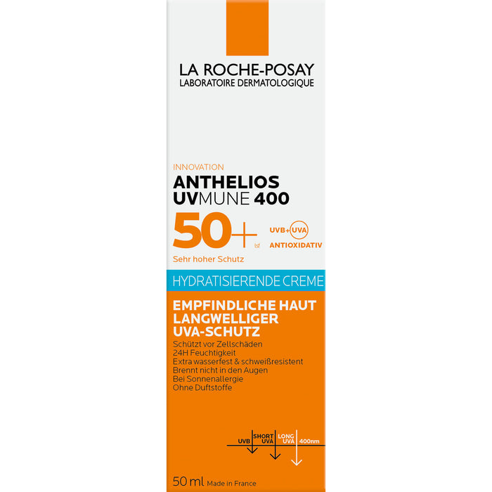 La Roche-Posay Anthelios Hydratisierende Creme UVMune 400 LSF 50+ für empfindliche Haut, 50 ml Creme