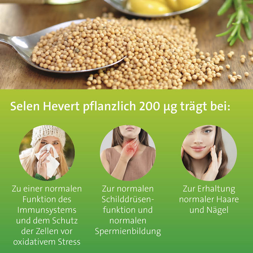 Selen Hevert pflanzlich 200 µg mit natürlichem Selen, 60 St. Kapseln