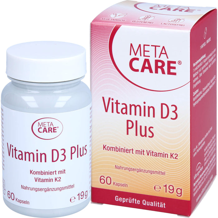 META CARE Vitamin D3 Plus 10,000 + 80 ug K2, 60 St KAP