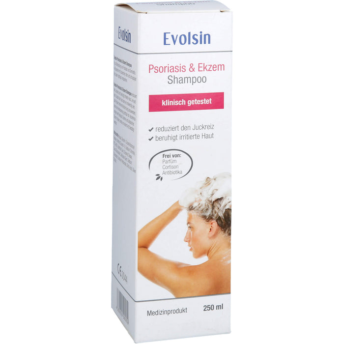 Evolsin Ekzem & Psoriasis Shampoo bei Schuppenflechte, Ekzemen & Neurodermitis auf Kopfhaut & Körper, 250 ml Shampoo