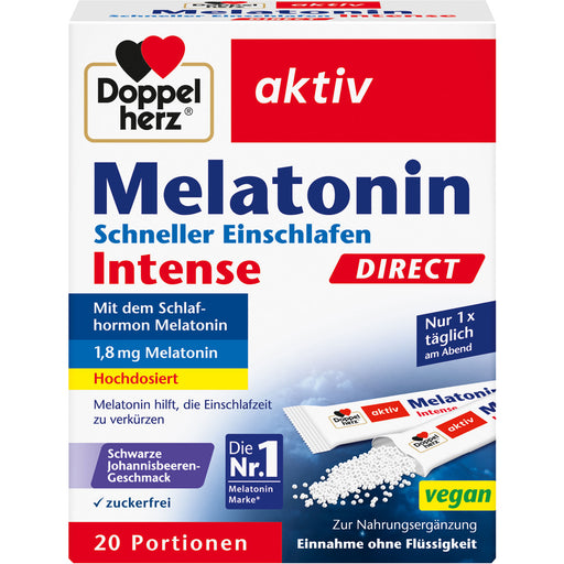 Doppelherz aktiv Melatonin Schneller Einschlafen Direktgranulat mit schwarzem-Johannisbeeren-Geschmack, 20 St. Beutel