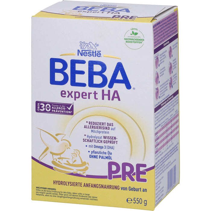 Nestlé Beba Expert HA Pre Anfangsmilch Pulver von Geburt an, 550 g Poudre