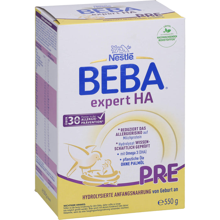 Nestlé Beba Expert HA Pre Anfangsmilch Pulver von Geburt an, 550 g Poudre