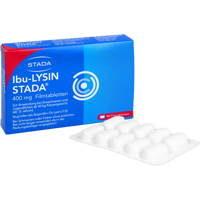 STADA Ibu-Lysin 400 mg Filmtabletten bei Schmerzen und Fieber, 10 St. Tabletten