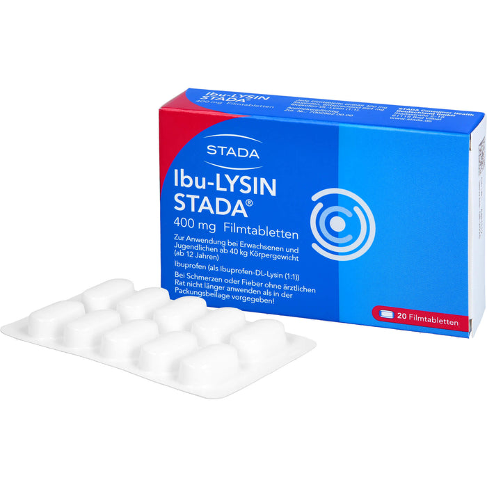 STADA Ibu-Lysin 400 mg Filmtabletten bei Schmerzen und Fieber, 20 pcs. Tablets