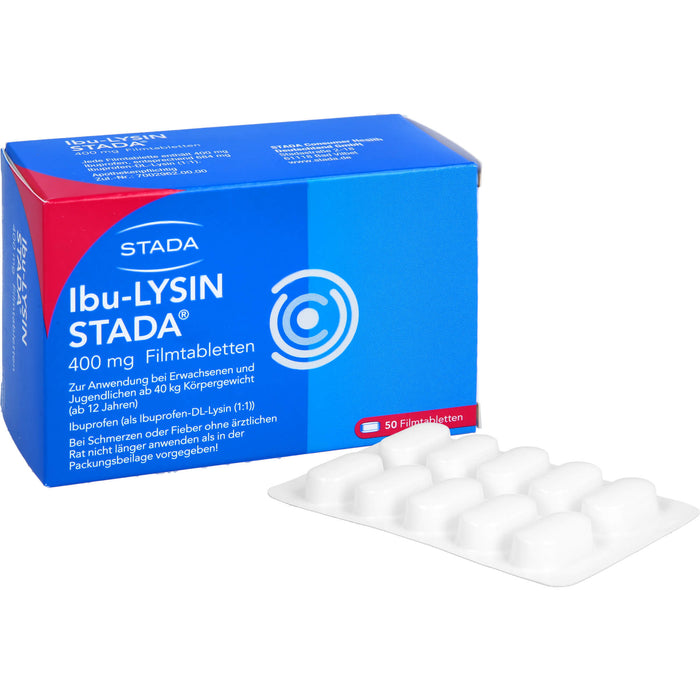 STADA Ibu-Lysin 400 mg Filmtabletten bei Schmerzen und Fieber, 50 pcs. Tablets